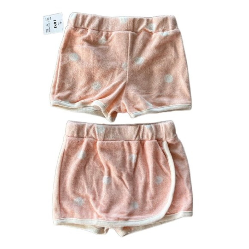 NWT Light Coral Pink & White Polka Dot Terry Cloth Shorts Skirt